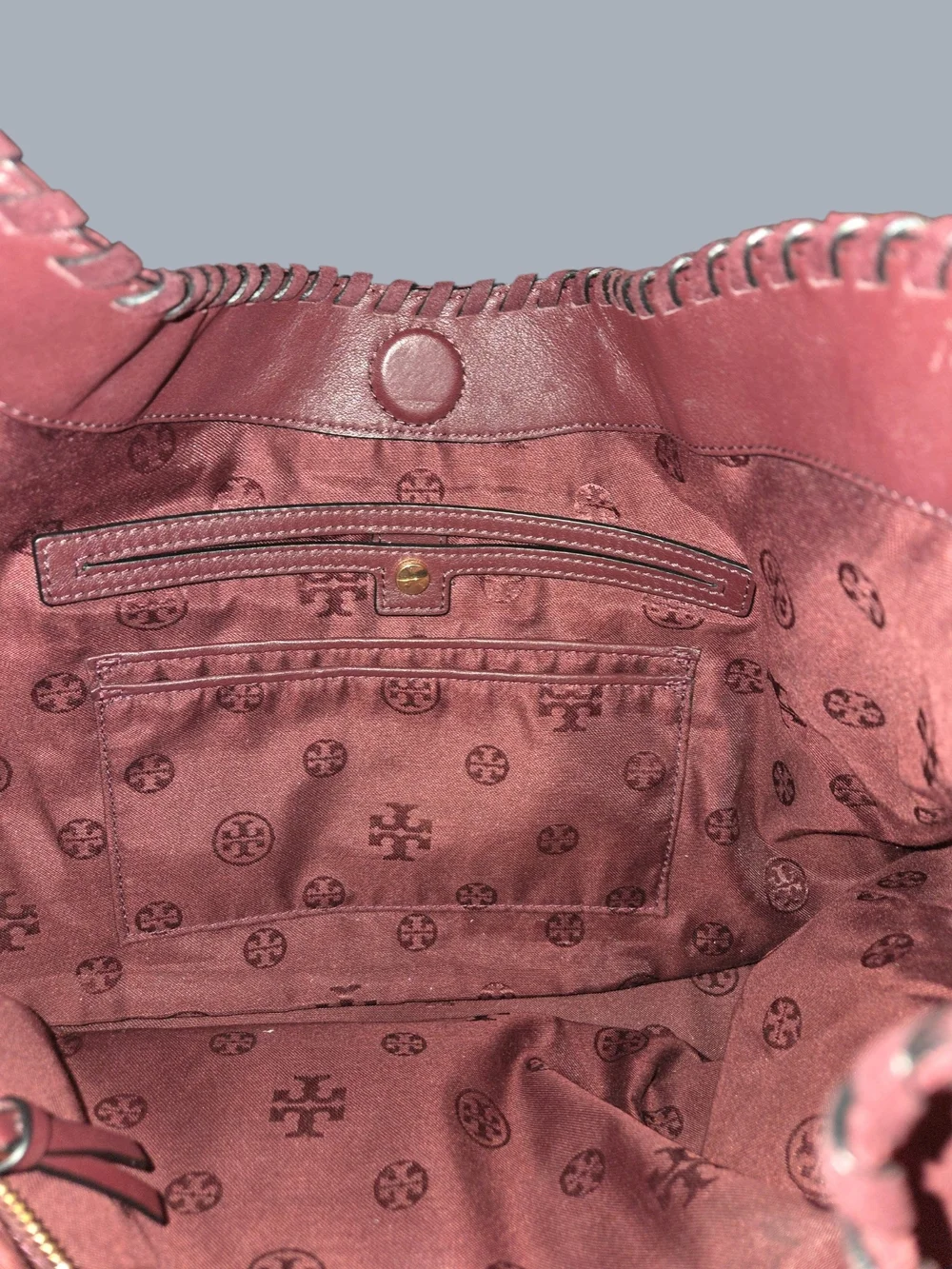 Tory Burch Suede Hobo Shoulder Bag - Burgundy